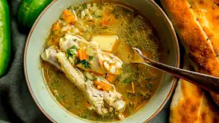 Chicken and garlic soup