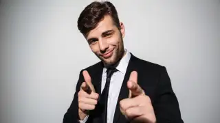 Confident person smiling