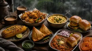 Cozy rainy day Indian snack spread