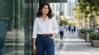 Classic crisp white button-down shirt