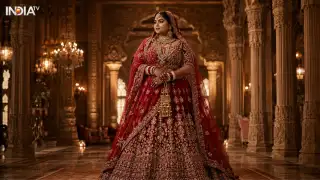 1. The classic red bridal lehenga: A deep red lehenga with