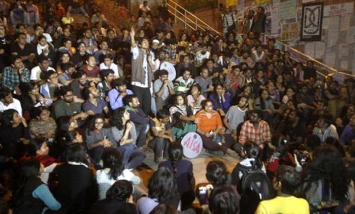 JNU students celebrate after Student Union president