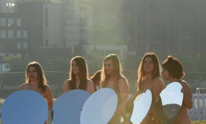 Naked women protest against Donald Trump in Cleveland.