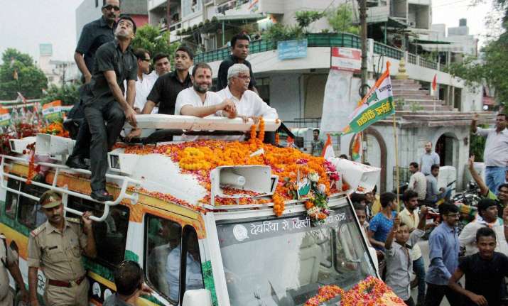 Congress VP Rahul Gandhi during his Kisan Yatra in Kanpur