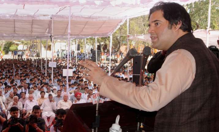 BJP MP Varun Gandhi addressing a rally in Indore on Tuesday