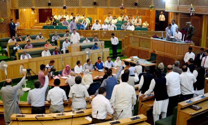 Opposition protests during the special session of Jammu and