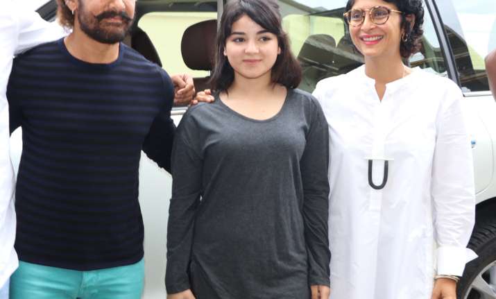 Aamir Khan with wife Kiran Rao and Zaira Wasim at Secret