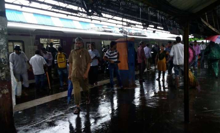 A view of wet platform at the Dadar Terminus railway