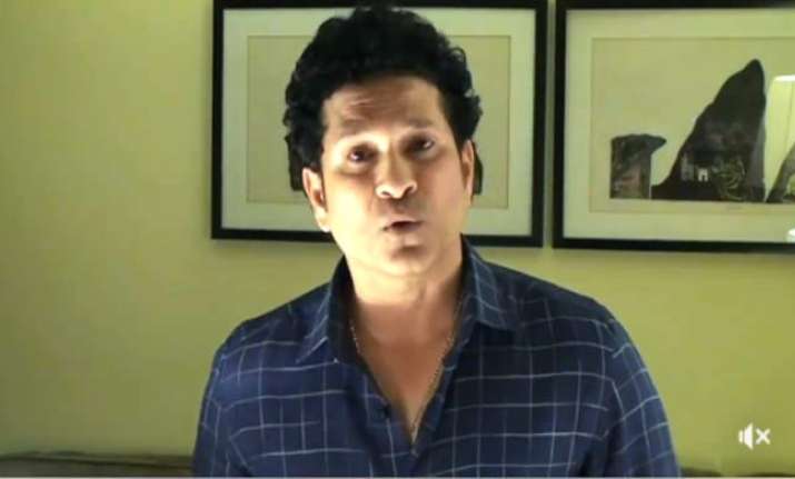 Sachin Tendulkar speaks during the video