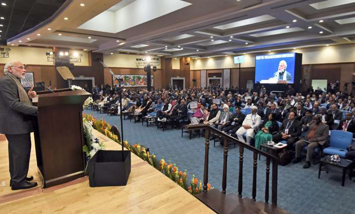 Prime Minister Narendra Modi addressing the 1st PIO