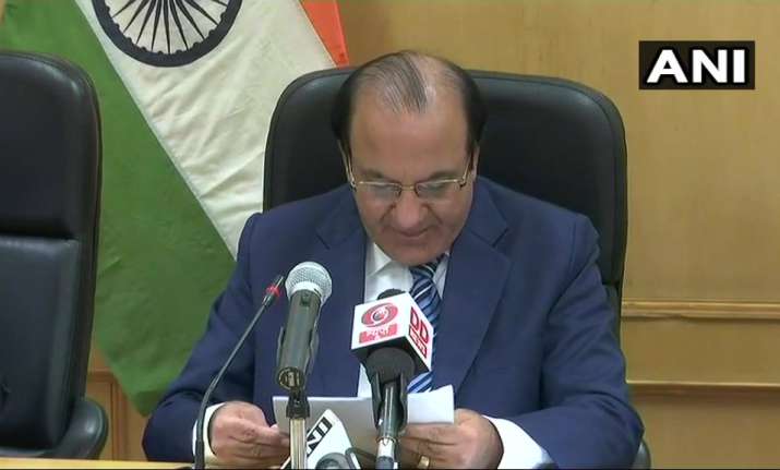 Chief Election Commissioner AK Joti announcing the polling