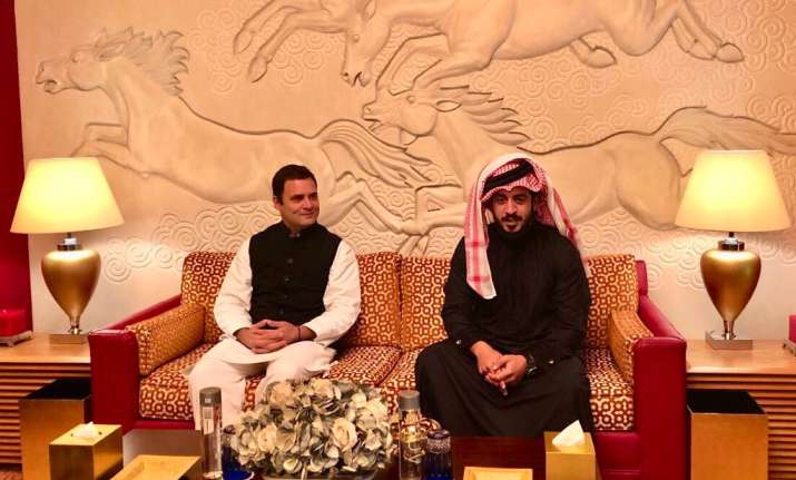 Congress chief Rahul Gandhi meets Prince Shaikh Khalid