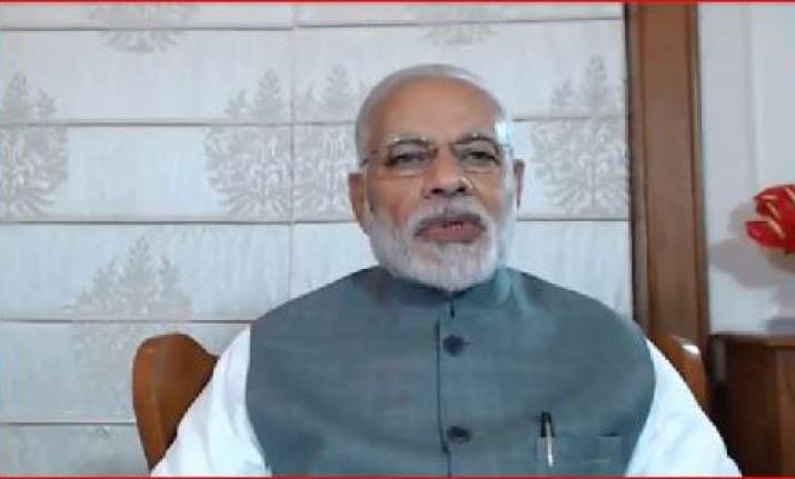 PM Modi interacting with BJP workers