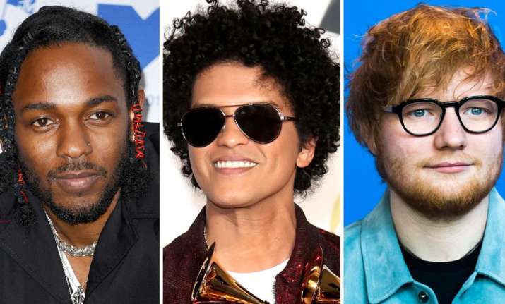 Ed Sheeran,Kendrick Lamar and Bruno Mars win big at