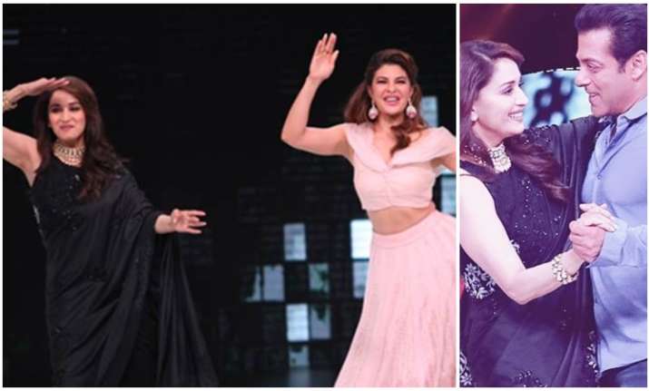 Madhuri Dixit dances with Race 3 stars Salman Khan and