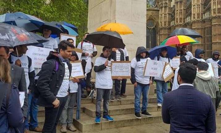 Indian protest outside Parliament in London against UK's