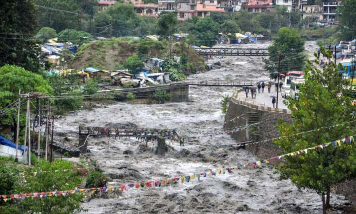 Kullu: A swollen Beas river flows after heavy rains in the