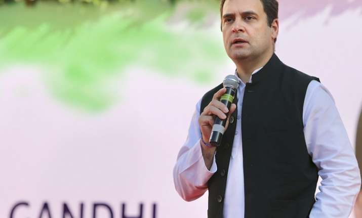 Congress President Rahul Gandhi interacts with students at
