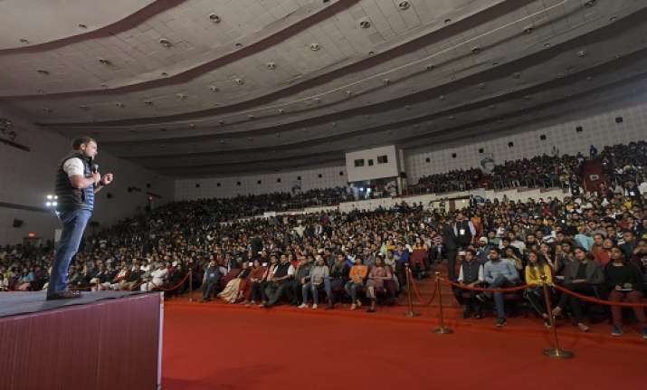 Congress President Rahul Gandhi addresses during an