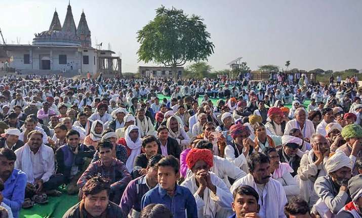 Members of the Gujjar community hold a dharna demanding
