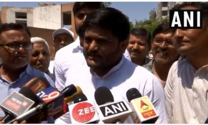 Hardik Patel after casting his vote in Viramgam