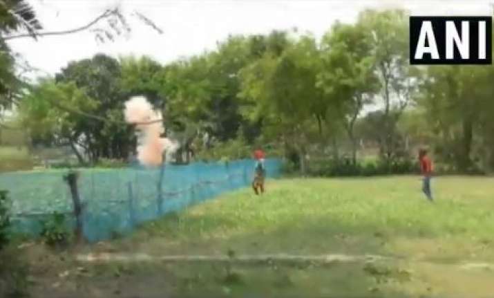 Unidentified men hurled a bomb near polling booth no-27,28