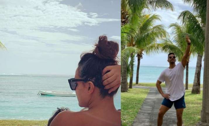 Neha Dupia and Angad Bedi in Mauritius ahead of their first