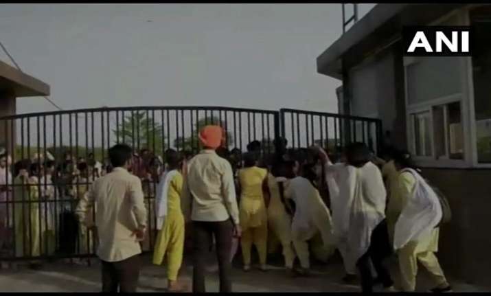 Girl students at the varsity staged a protest here on