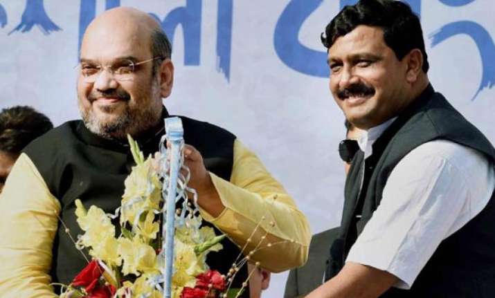 BJP national secretary Rahul Sinha with Home Minister Amit