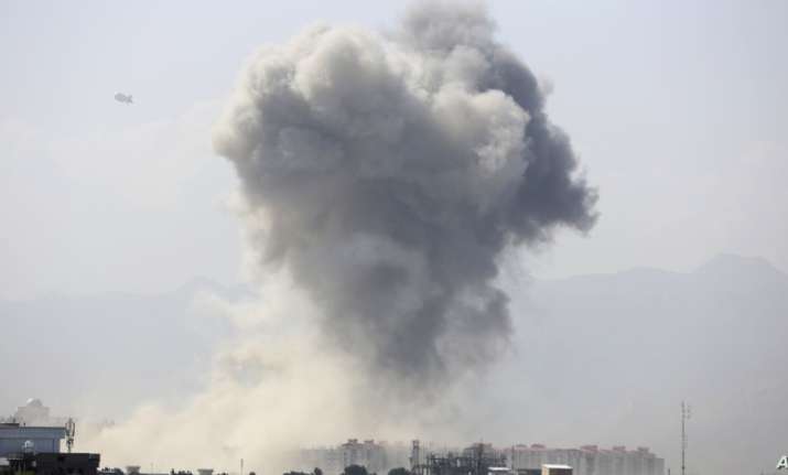 Smokes rises after a huge explosion in Kabul, smoke seen