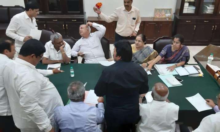 8 Congress and 3 JDS MLAs at Assembly speaker office