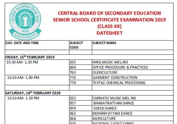 CBSE date sheet for Class 10, Class 12 declared: Check full schedule ...