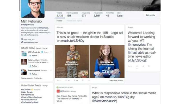 twitter redesigning webpage to give facebook like look