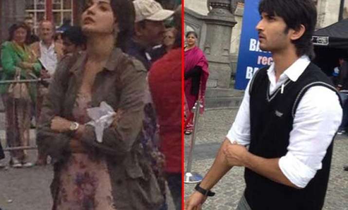 anushka sharma sushant singh spotted on the sets of hirani