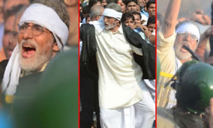 big b s satyagraha faces water cannons and lathi charge