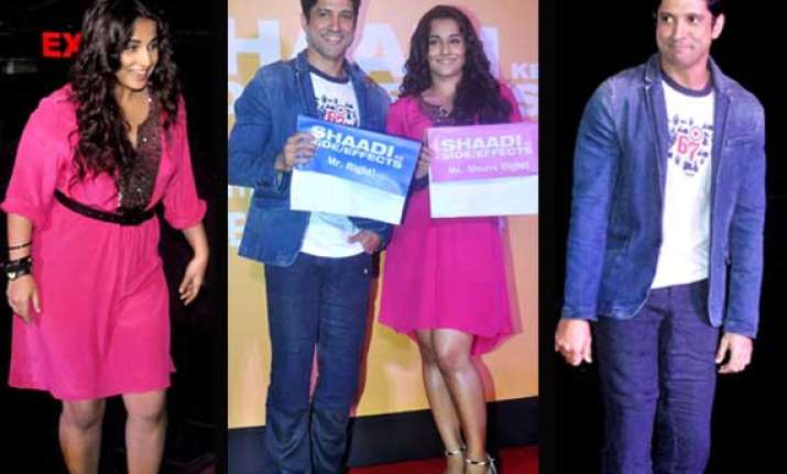 farhan akhtar and vidya balan unveil shaadi ke side effects