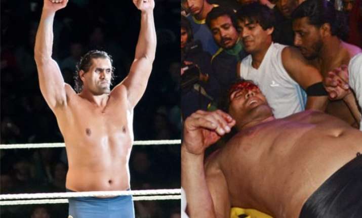 watch khali gets injured during sporting event admitted to