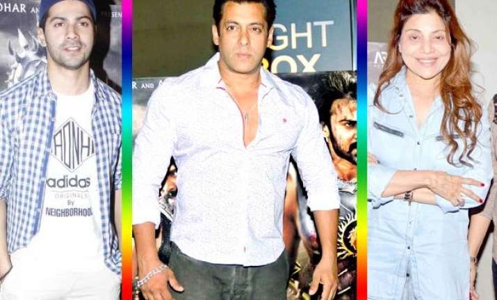 salman khan attends bahubali screening with his three lady