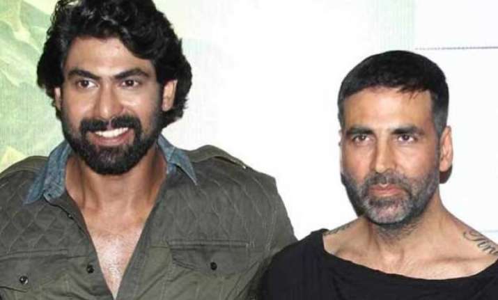 akshay kumar rana daggubati to present telegu film poster