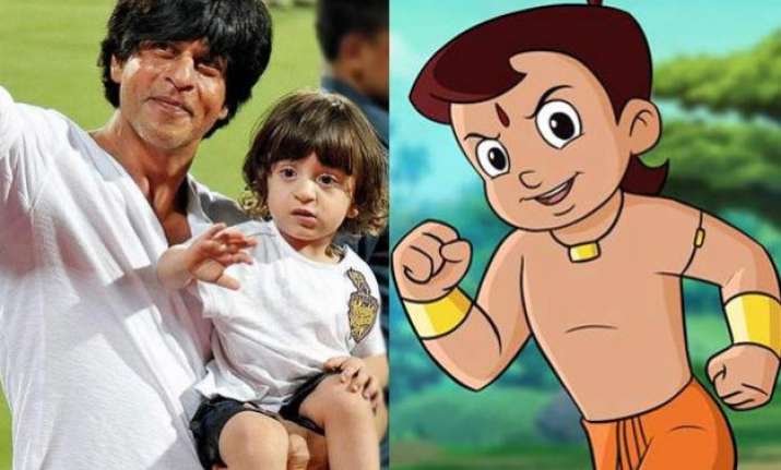 shah rukh s son abram gets new year gift meets chhota bheem