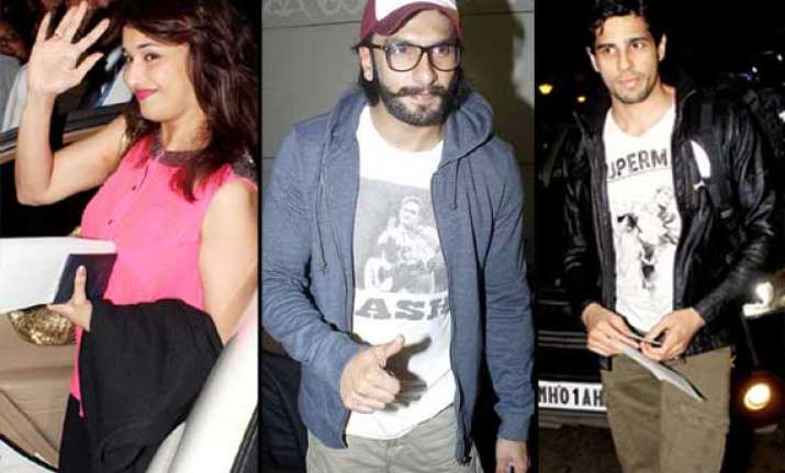 madhuri tusshar ranveer siddharth leave for saifta awards