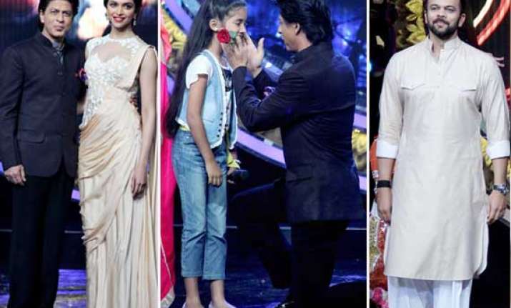 shah rukh deepika and rohit promote chennai express on the
