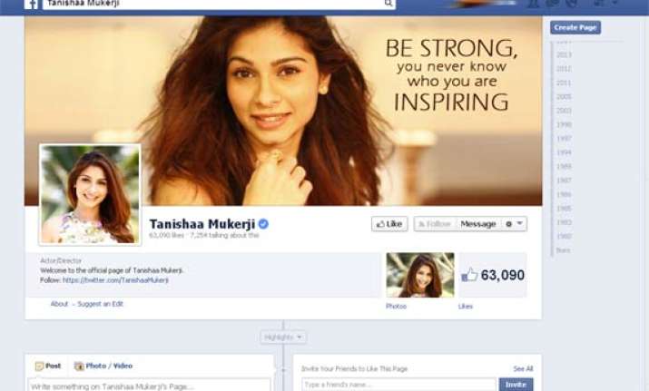 tanishaa mukherjee s official facebook page unveils her