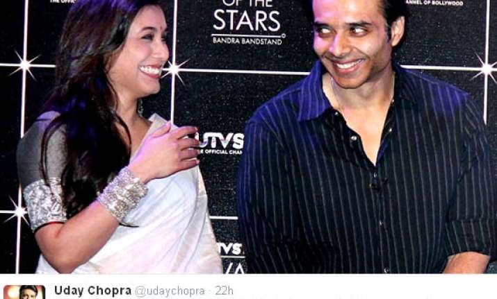 uday chopra tweets about welcoming rani mukerji into chopra