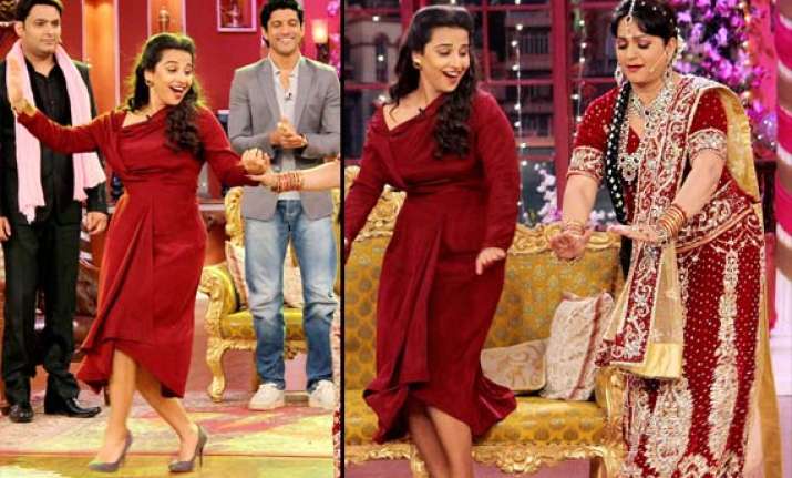 vidya and farhan shake a leg at comedy night with kapil