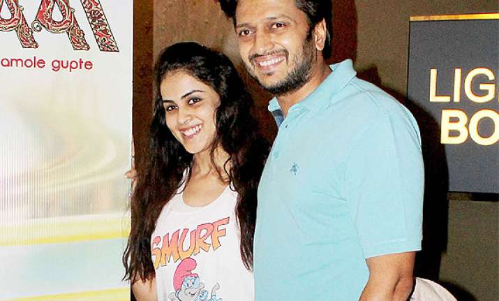 genelia hides baby bump attends hawaa hawaai screening with