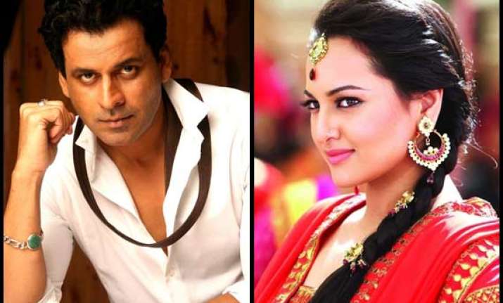 sonakshi sinha and manoj bajpayee out in mathura for tevar