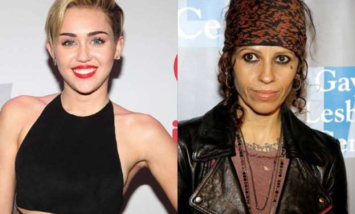 miley photographed in studio with linda perry
