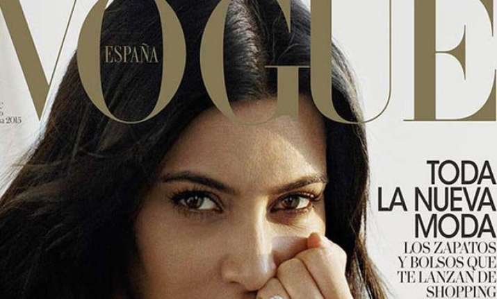 kim kardashian poses for a magazine cover without make up