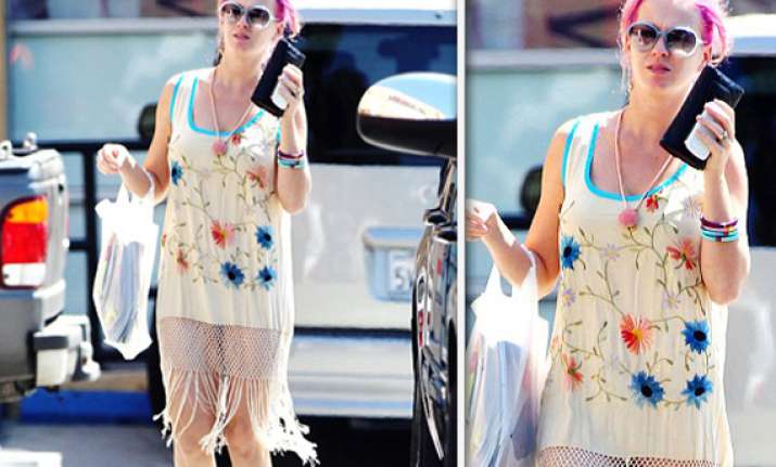 katy perry in barely there tassel outfit and bright pink